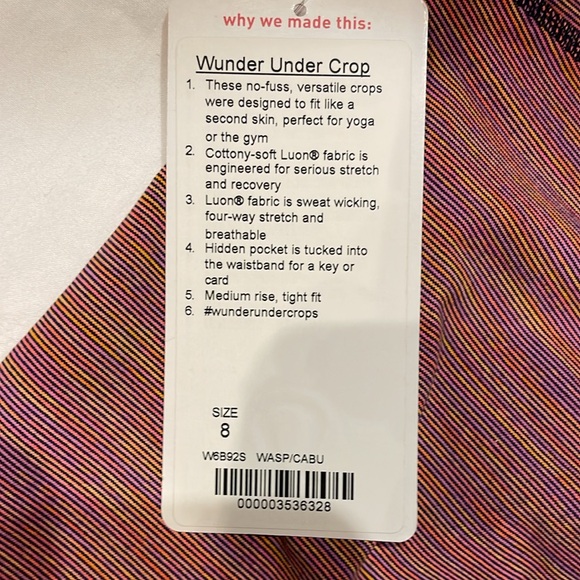 NWT Lululemon Wunder Under Crop 8 - Picture 3 of 5